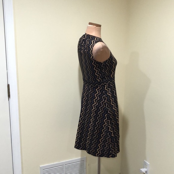Atelier New York Dress Size 4 Black Brown Zigzag Chevron - Picture 6 of 11
